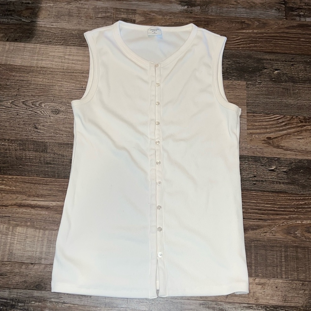 Abercrombie & Fitch White Button Up Tank Top